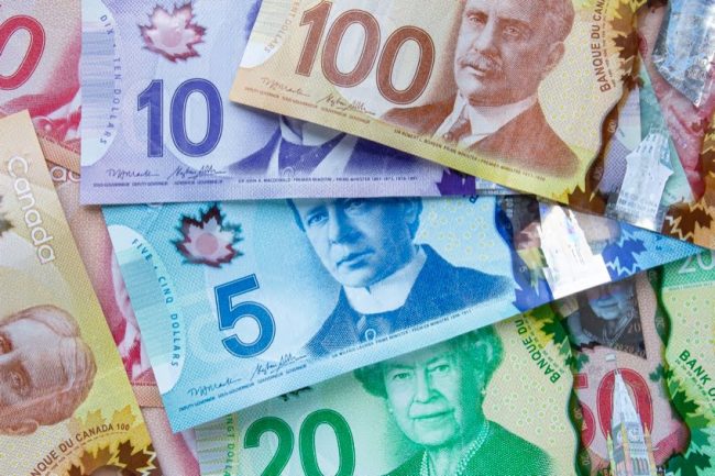 Canadian money representing Basic Income.