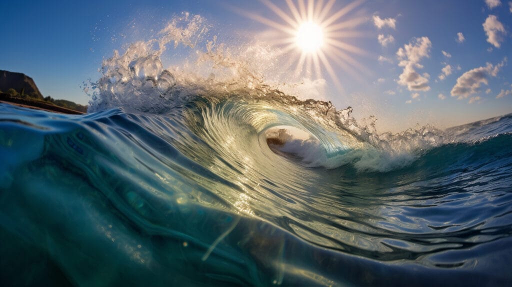 Ocean waves and the sun represent resilience, strength, and optimism.